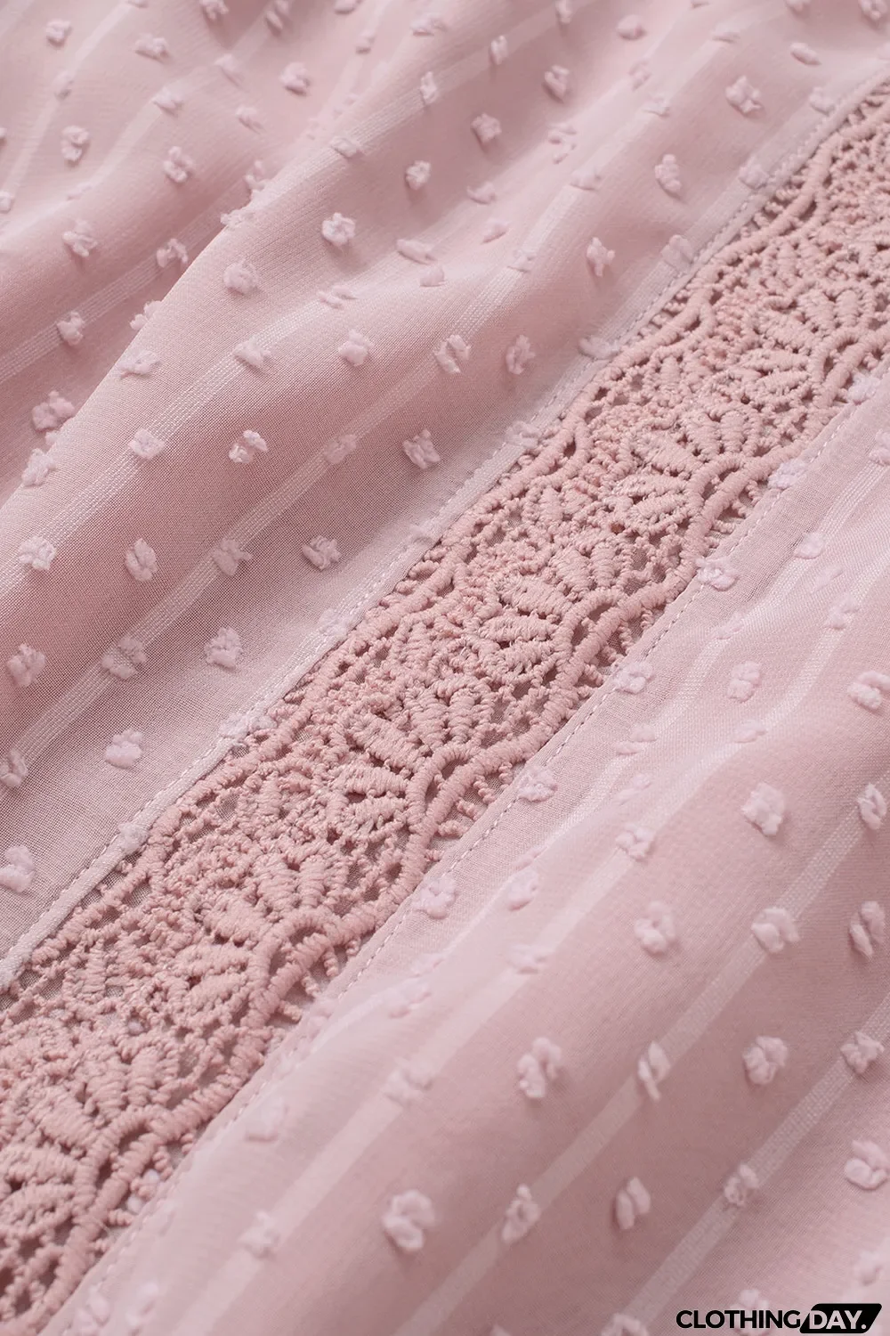 Elegant V-Neck Swiss Dot Lace Blouse