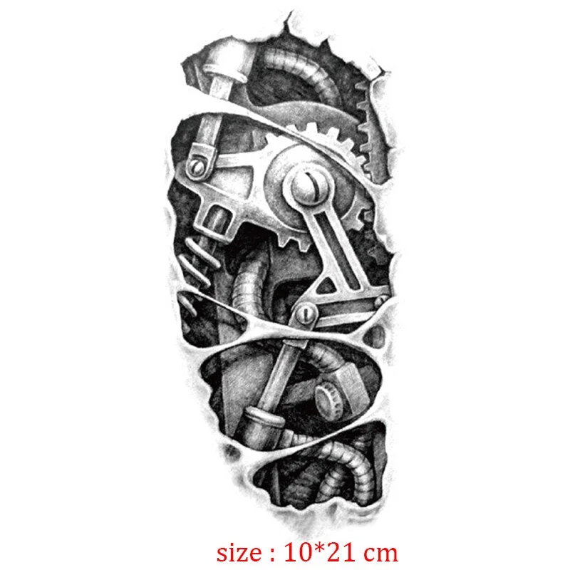 Tattoo Sticker machine gear waterproof Temporary hand arm leg back Tatoo Stickers Flash Fake Tattoos for girl Woman man
