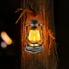 Solar Retro Kerosene Lamp Built-In Battery Light Courtyard Garden Decor (Copper)
