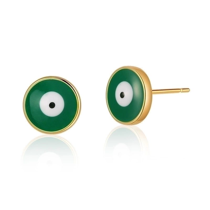 1 Pair Retro Sweet Triangle Devil’s Eye Heart Shape Enamel Plating Inlay Copper Zircon 18k Gold Plated Ear Studs