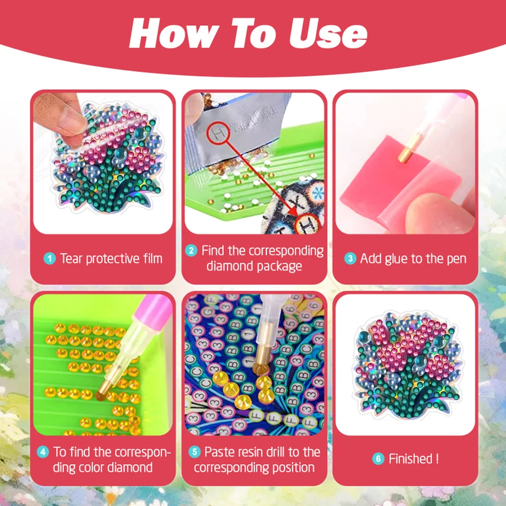 4pc Flower DIY Diamond Painting Car Air Vent Clip Air Freshener for Adults