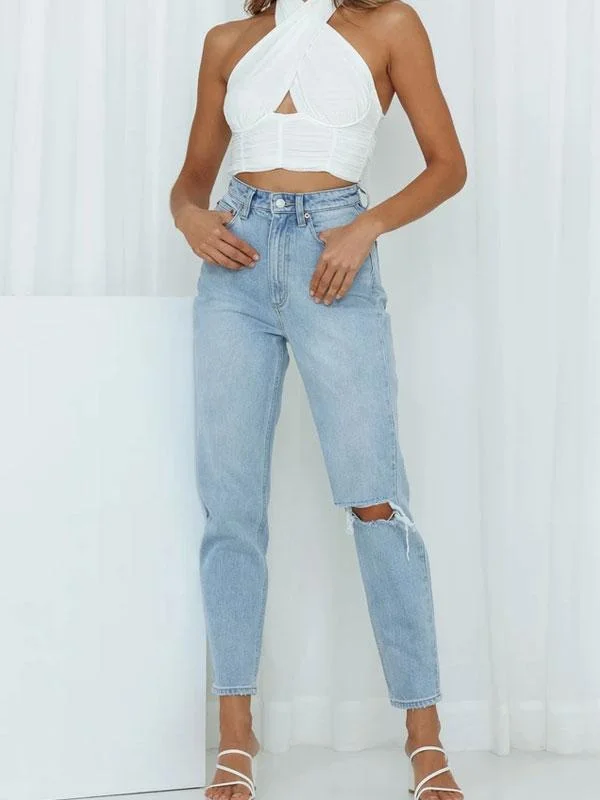 High waist ripped jeans