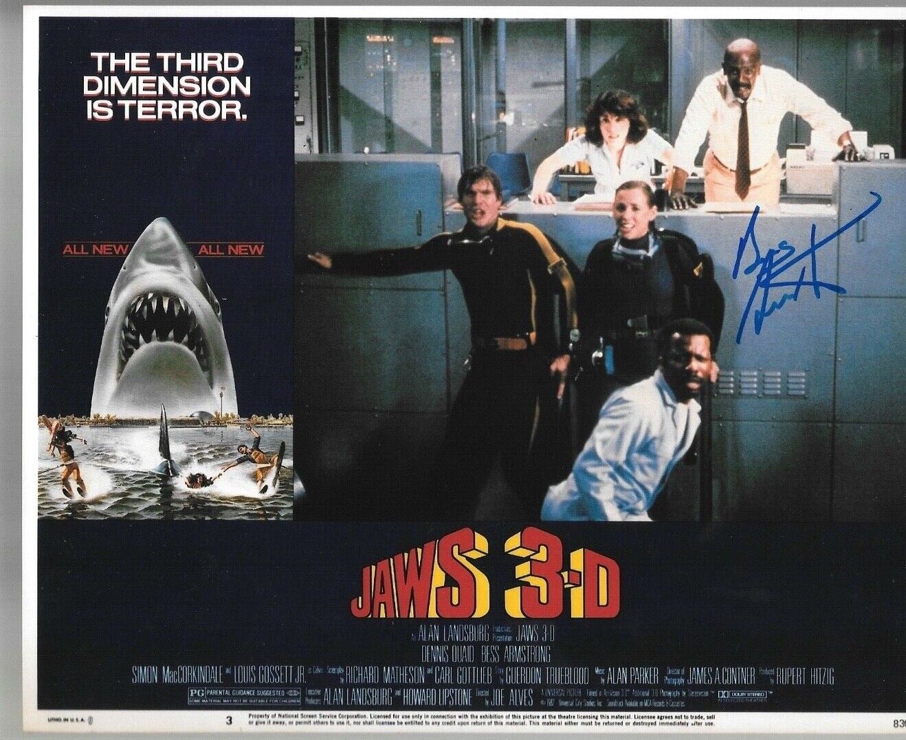 * BESS ARMSTRONG * signed 8x10 Photo Poster painting * JAWS 3-D * COA * 7