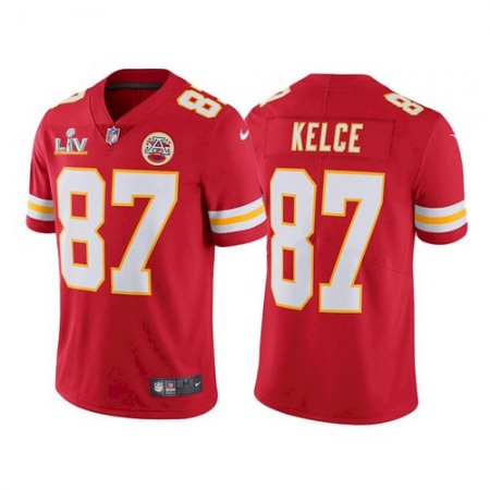 Men's Kansas City Chiefs #87 Travis Kelce Red 2021 Super Bowl LV Stitched NFL Jersey 70HJ