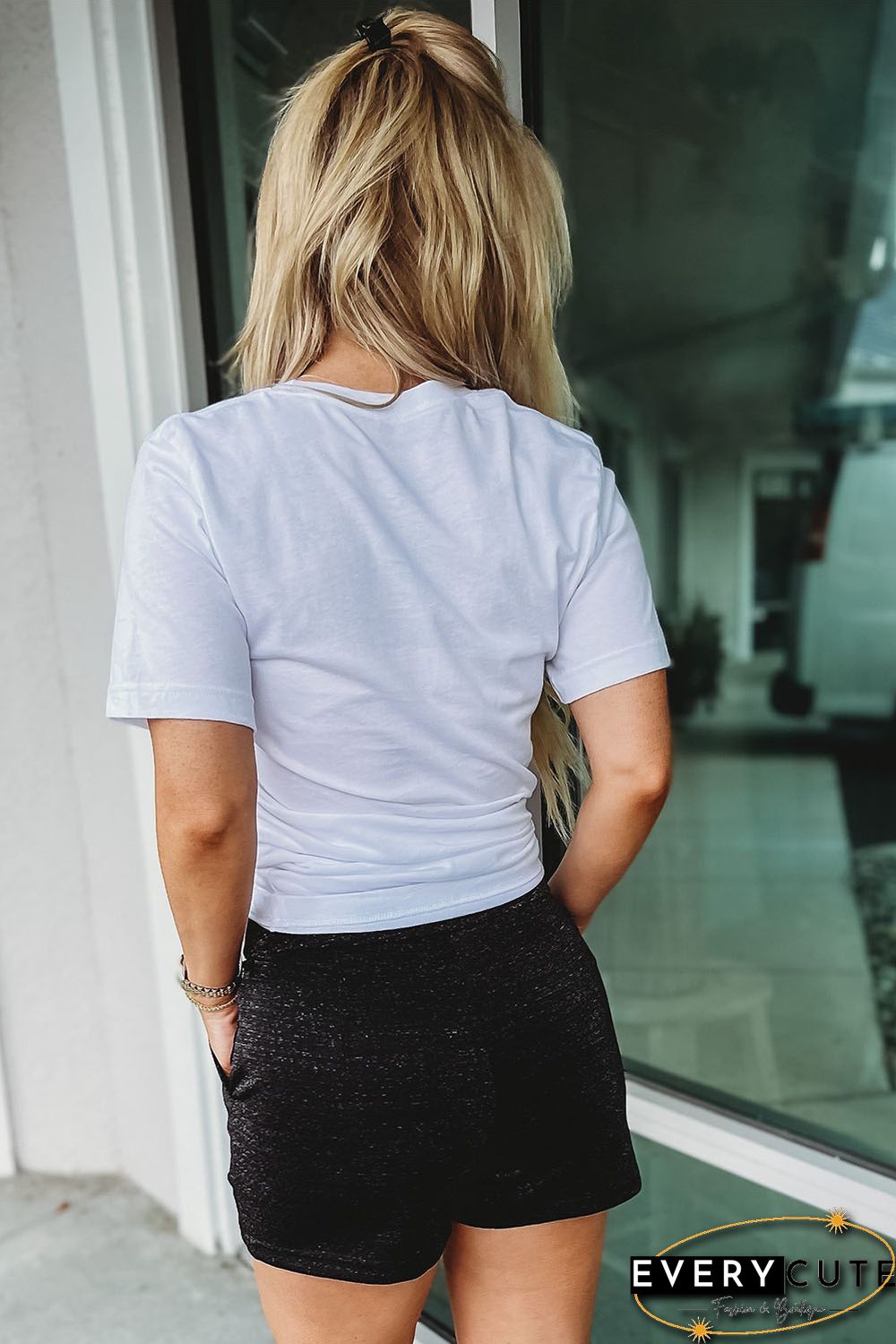 White ROCK & Eagle Graphic Round Neck Tee