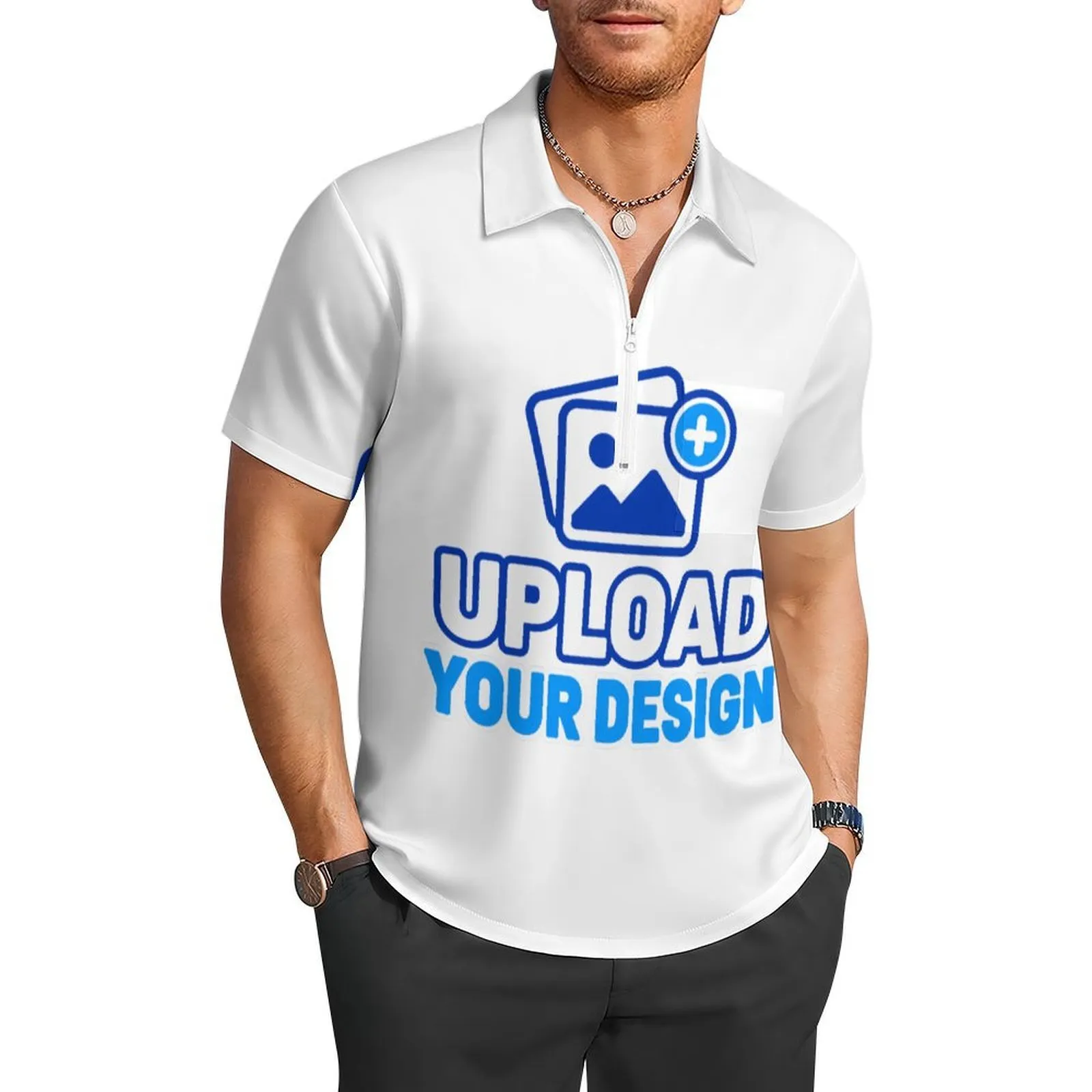 Men's Half Zip Single Pocket Shirt custom product view 8