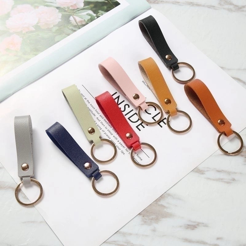 Fashion Rectangle Pu Leather Metal Unisex Bag Pendant Keychain 1 Piece