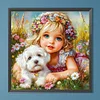 Diamond Painting-DIY Full Round Drill Pet And Girl（40*40CM)