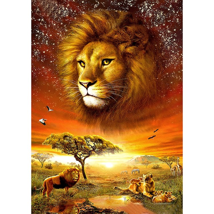 Lawn Lion  Full Round Diamond Painting 30*40CM