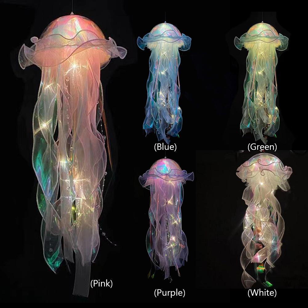 Tegooe DIY Jellyfish Lantern Kit - Colorful LED Night Light for Mermaid Theme Decor