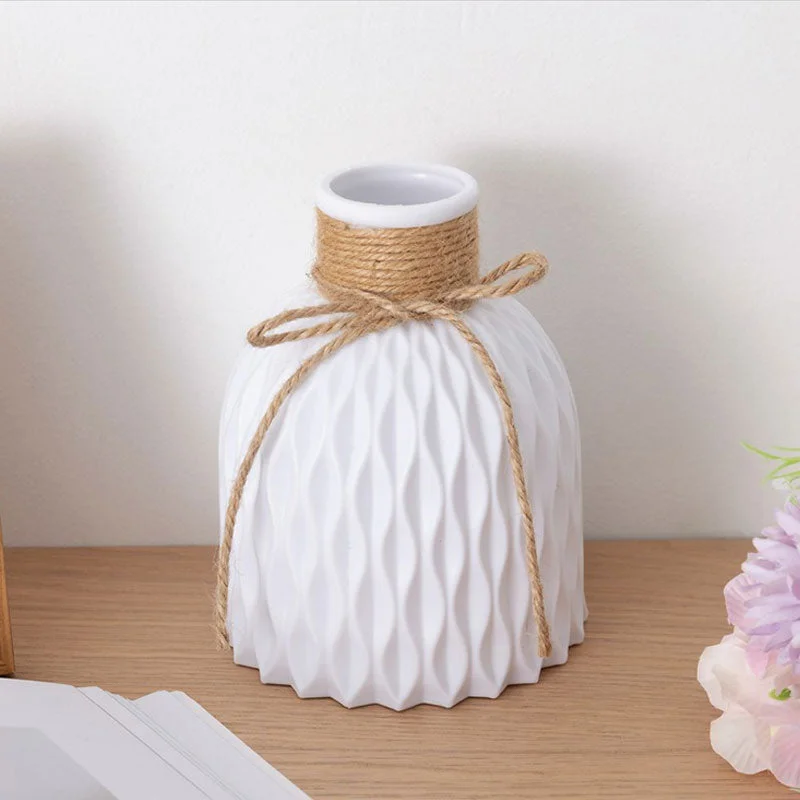 Simplicity Plastic Vase Modern Imitation Ceramic Flower Vases European Unbreakable Nordic Home Wedding Decorations Pot