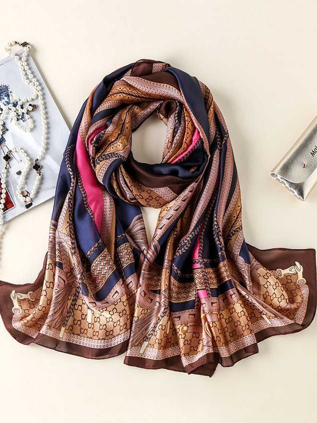 Silk-Blend Geometric Party Fashion Scarves