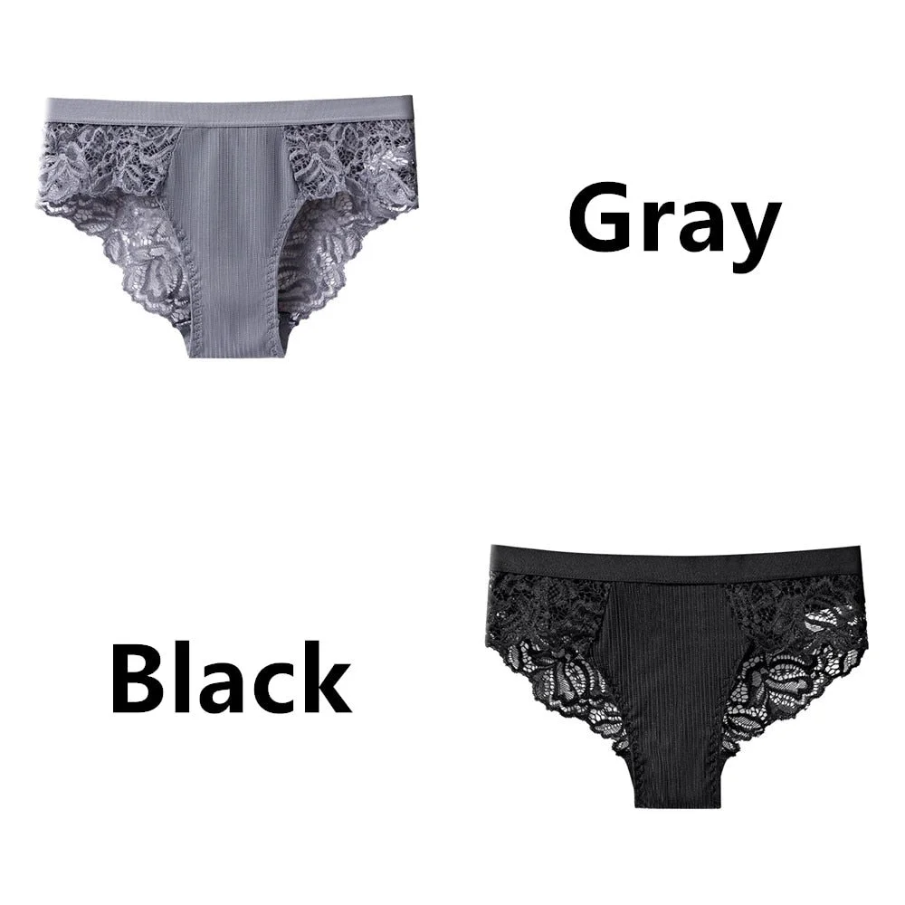 2Pcs/Lot Women's Invisible Underwear Panties Intimate Briefs For Women Sexy Transparent Floral Lace Panties Seamless Panty New