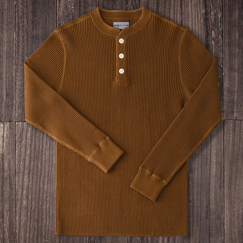 American Vintage Heavy Henley Collar Long Sleeve T-Shirt