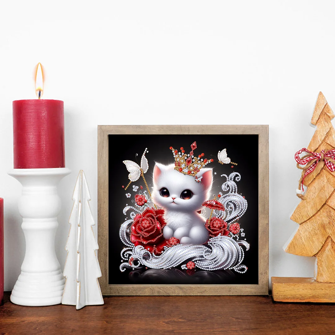 Heart Cat - Partial Special Shaped Drill Diamond Painting Kits (Canvas|30*30cm)