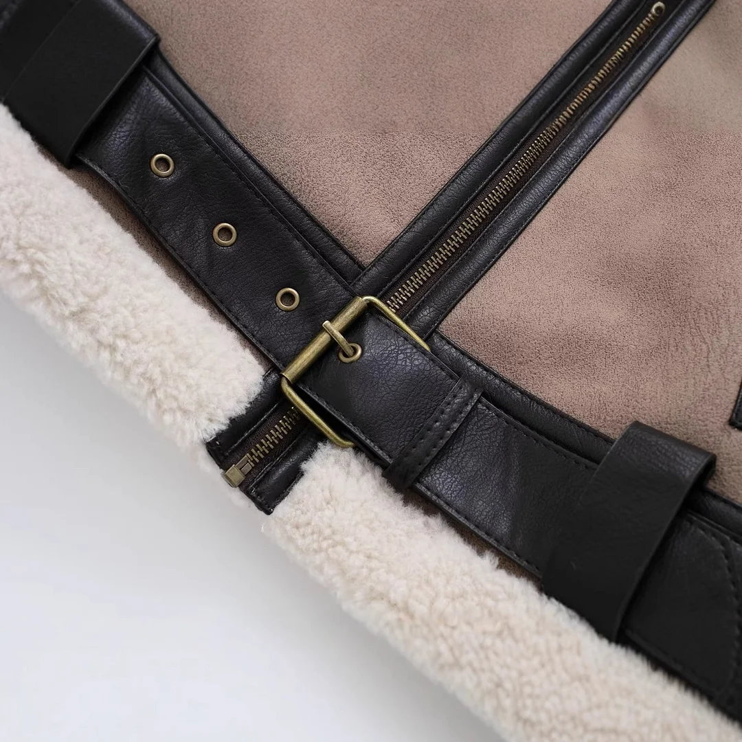 Nigikala Nigikala Women's Explosive Fur Integrated Two-Sided Short Jacket Jacket Sweet Elements