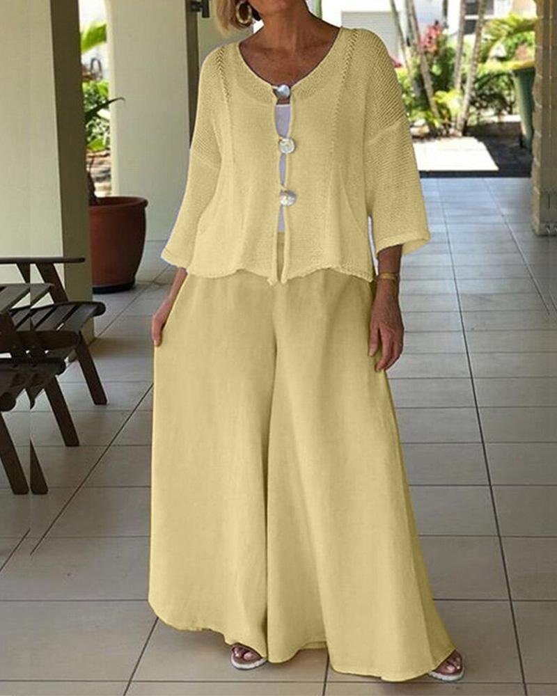 Leisurely Simple Color Two-Piece Suit