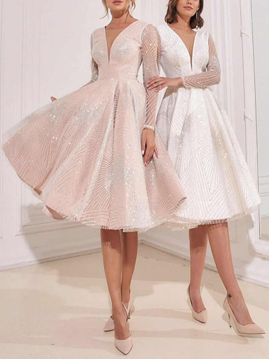 V-neck High Party Evening Dress