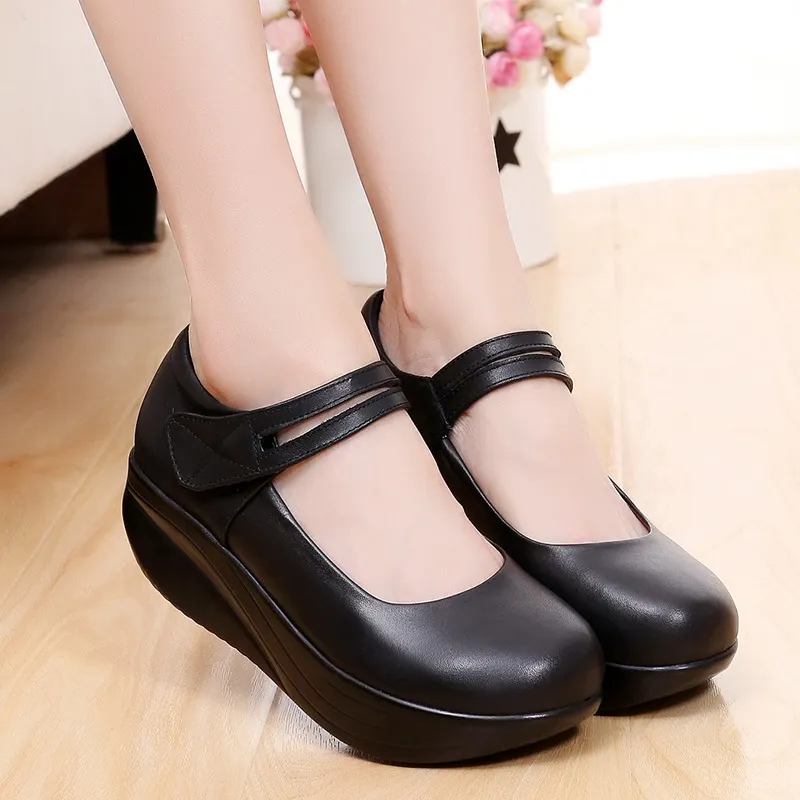 Breakj Breakj Head Shallow Mouth National Wind Shake Shoes Slope And Waterproof Table Women's Shoes Thick-Soled Loose Pastry Shoes Magic Stick Comfortable Single Shoes