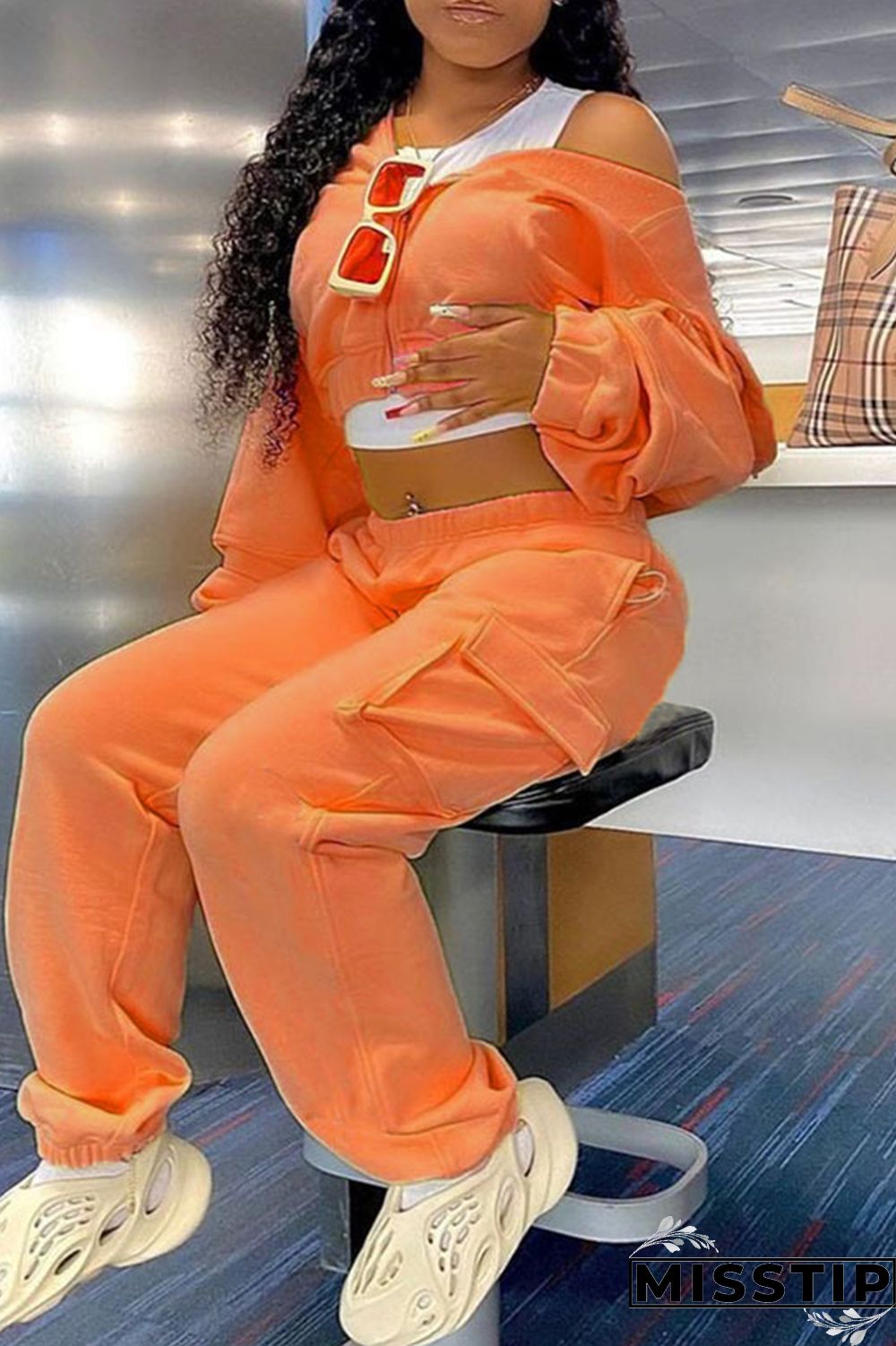 Yellow Fashion Casual Solid Patchwork O Neck Long Sleeve Two Pieces