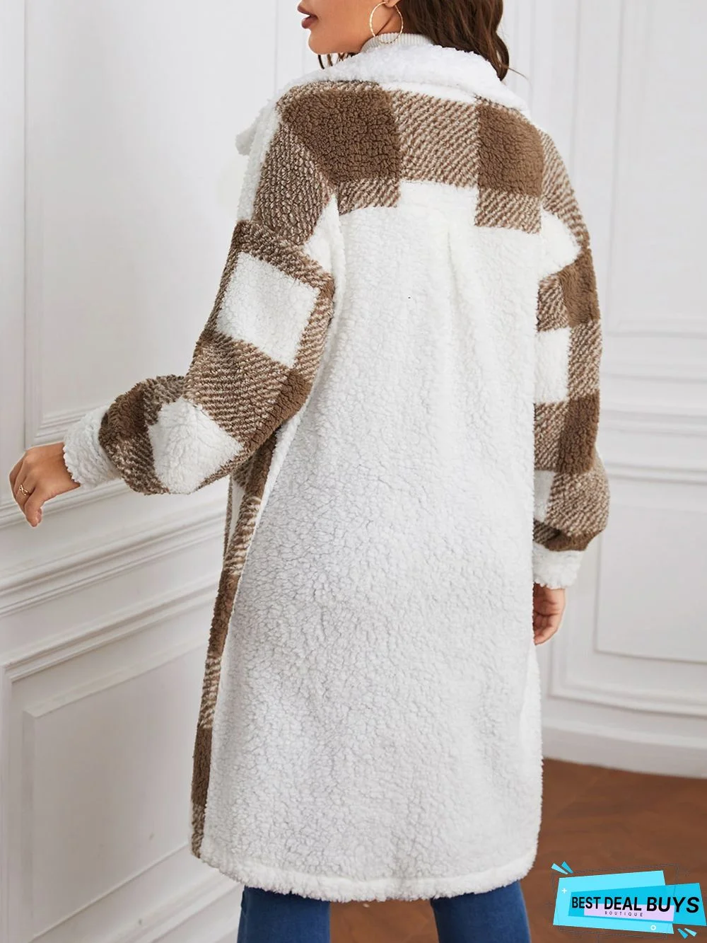 Fluff/Granular Fleece Fabric Shirt Collar Casual Teddy Jacket