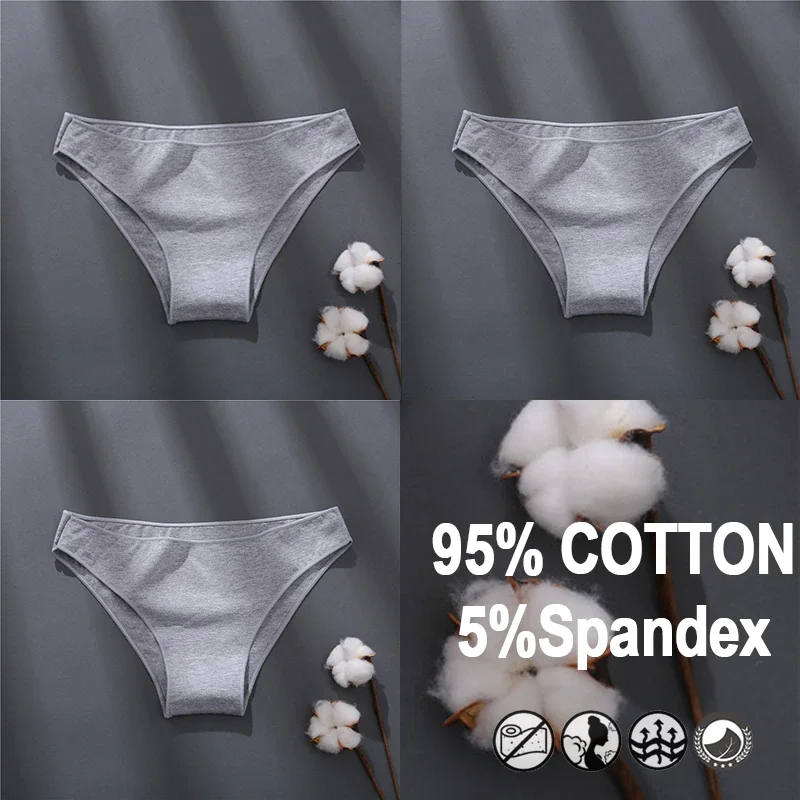 Billionm Women Sexy Cotton Panties Solid Color Underwear Simple Style Briefs Low Waist Breathable Panties Female Soft Intimates Lingerie