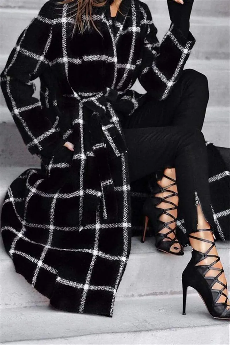 Fashion Casual Plaid Hooded Coat (Only Coat)