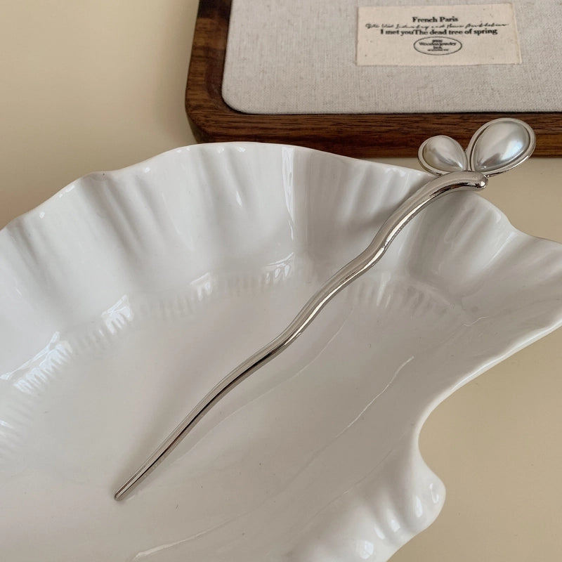 Women’s Elegant Heart Shape Alloy Inlay Pearl Hair Sticks