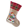 14 Inch Large DIY Linen Diamond Painting Xmas Stocking Hanging Gift Candy Bag Kits(20x35cm)