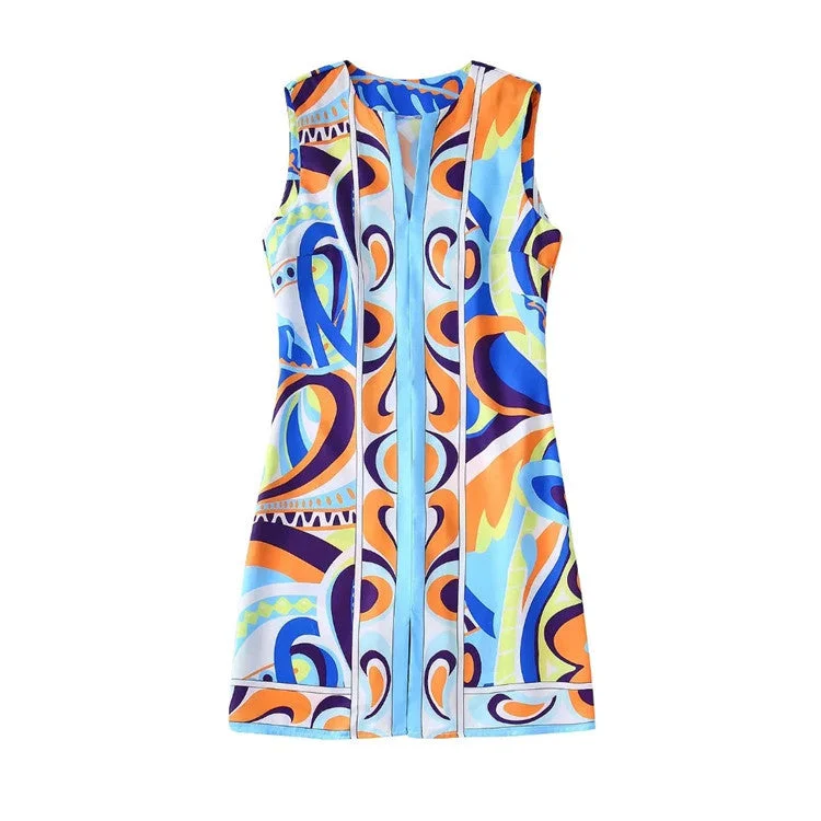 Flaxmaker Exotic Style Colorful Print Three Piece Set