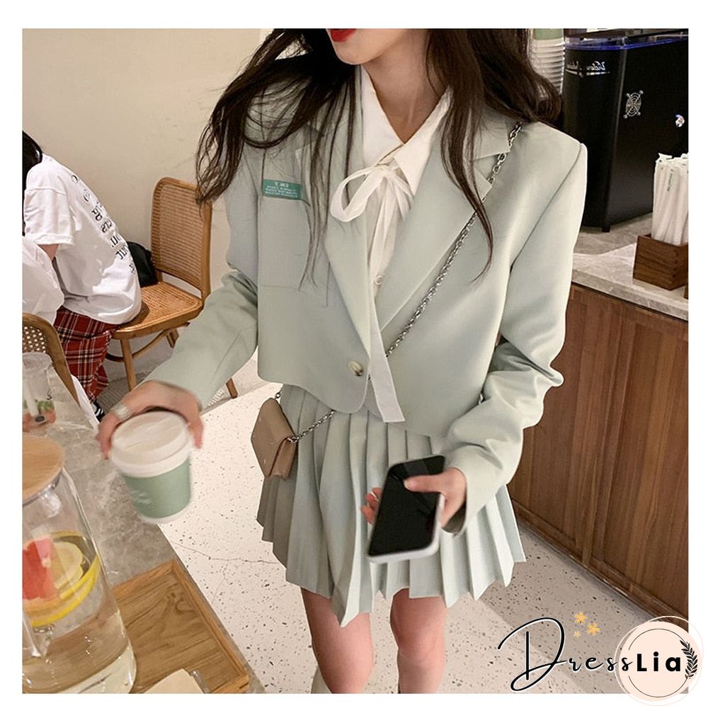 New Japanese Student School Uniform Jk Suit Autumn High Waist Pleated Skirt Long Sleeve Shirts Jacket Suit Sweet Uniforms