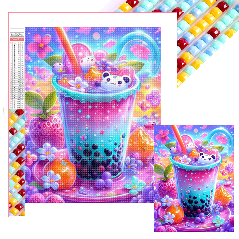 Cute Milk Tea 30*40cm(picture) full square drill diamond painting