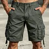 Men's Cotton Cargo Shorts - Tactical Utility Shorts With Button Pockets And Adjustable Hem by Inlyline