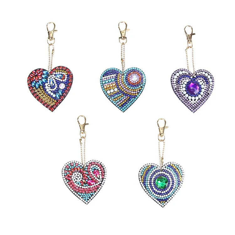 5pcs/set DIY Love Heart Full Drill Special Shaped Diamond Painting Keychain gbfke