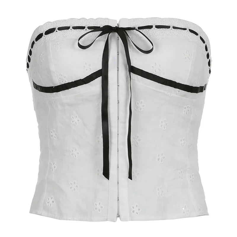 Ueong Summer New Slim Sexy Hot Girl Tight Ins Pleated Jacquard Bandage To Wipe The Chest