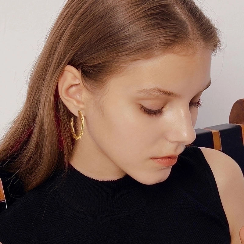 1 Pair Minimalist C Shape Plating 201 Stainless Steel Hoop Earrings Ear Studs