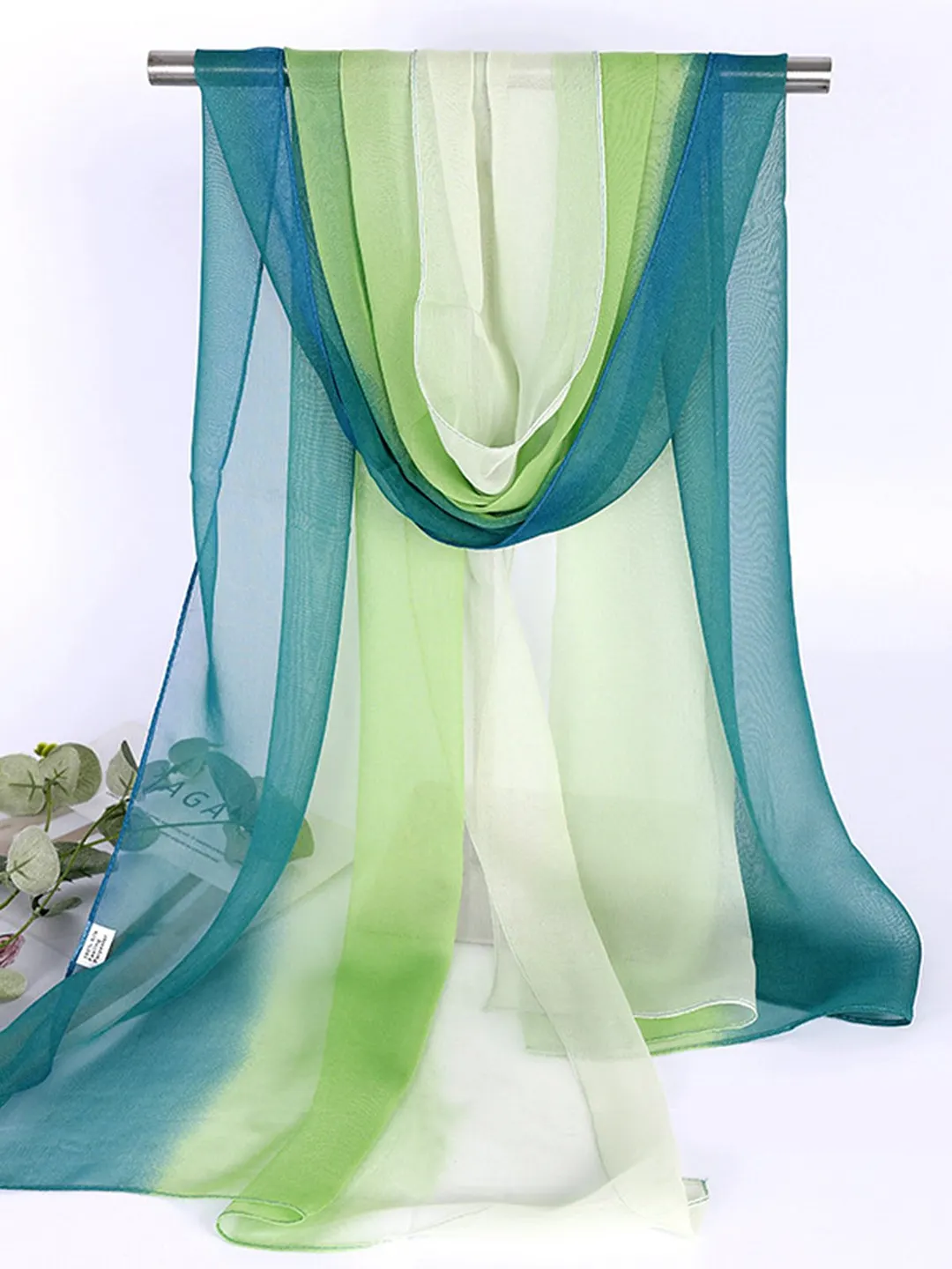 Bohemian Resort Style Gradient Long Silk Scarf Beach Scarf