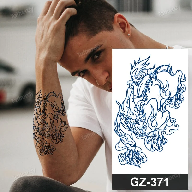 Juice Ink Lasting Waterproof Temporary Tattoo Sticker Dragon Snake Totem Tattoos Sun Wing Body Art Arm Fake Tatoo Women Men