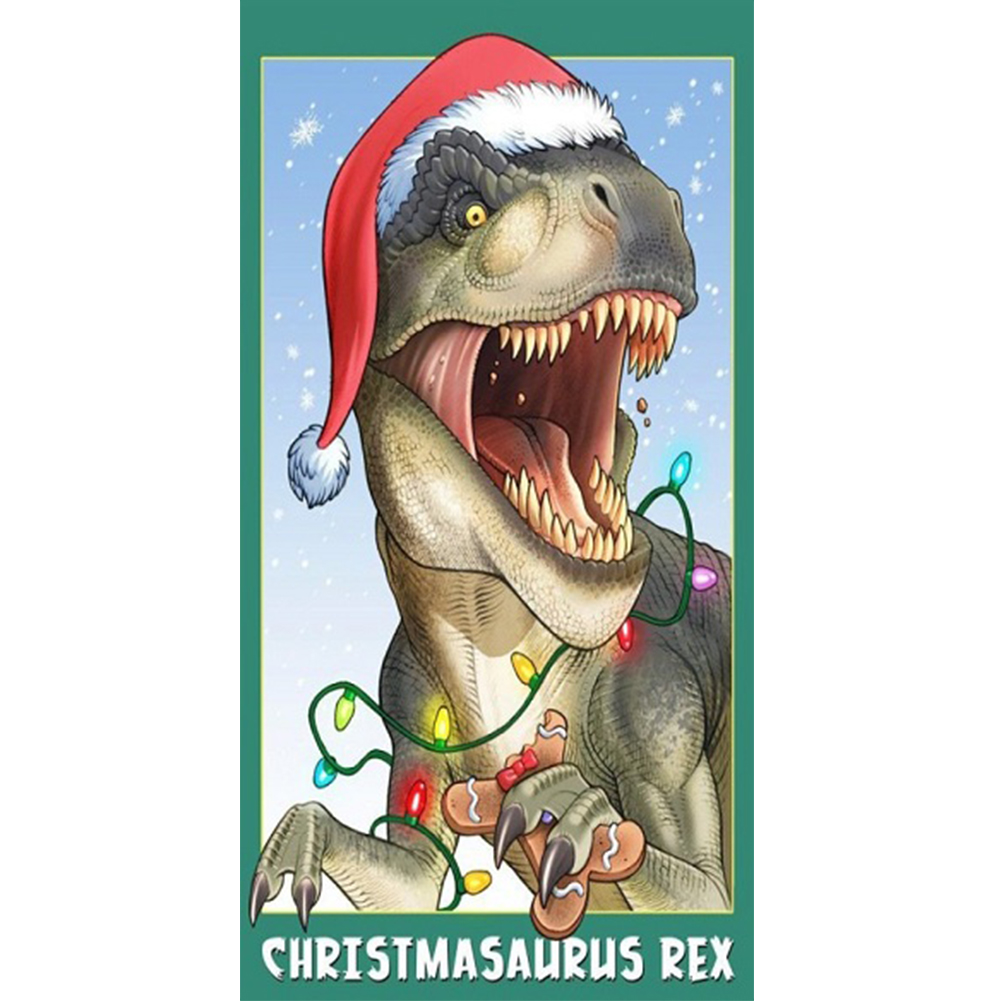 

Christmas Dinosaur - Round Drill Diamond Painting - 30*60CM (Big Size), 501 Original