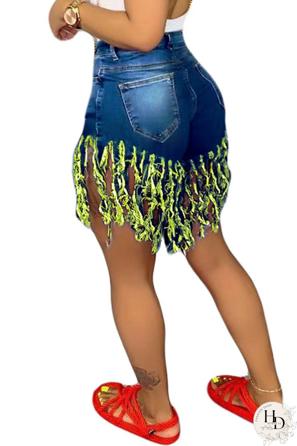 Royal blue Red Green Yellow Royal blue Tassel Design Denim