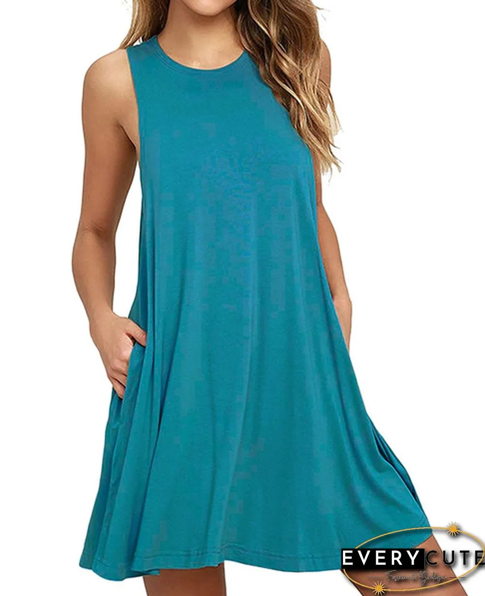 Plus Size XS-8XL Summer Women Casual Round-neck Solid Color Loose Sleeveless Beach Tank