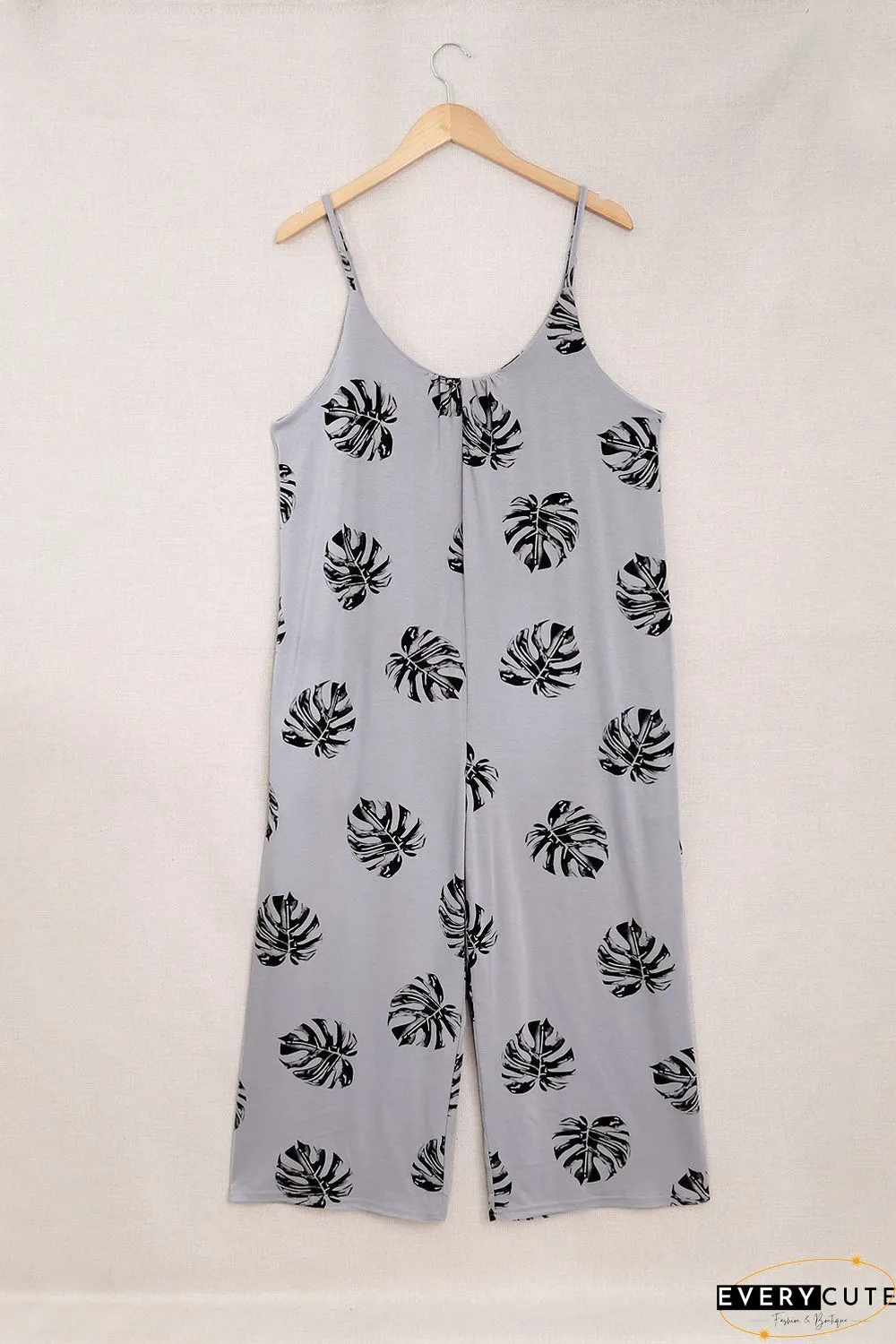 Print Spaghetti Strap Wide Leg Jumpsuit