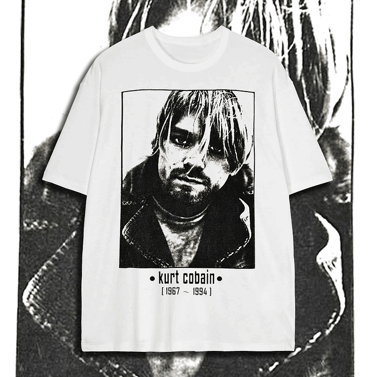 Davidhawaii100% Cotton Casual Street Retro Trend Black and White Photo Rock Double-sided White T-shirt - 100% Cotton