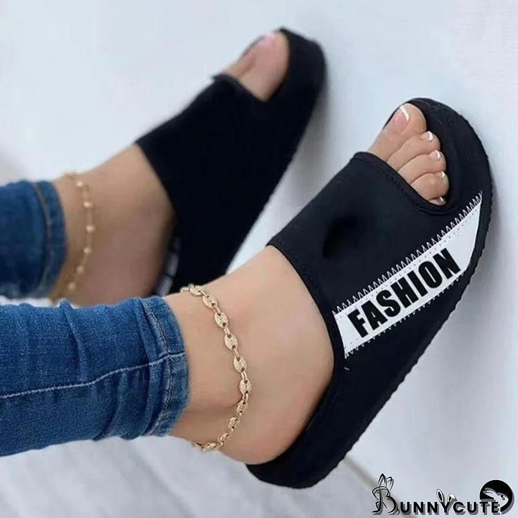 Black Fashion Casual Patchwork Letter Printing Round Comfortable Shoes