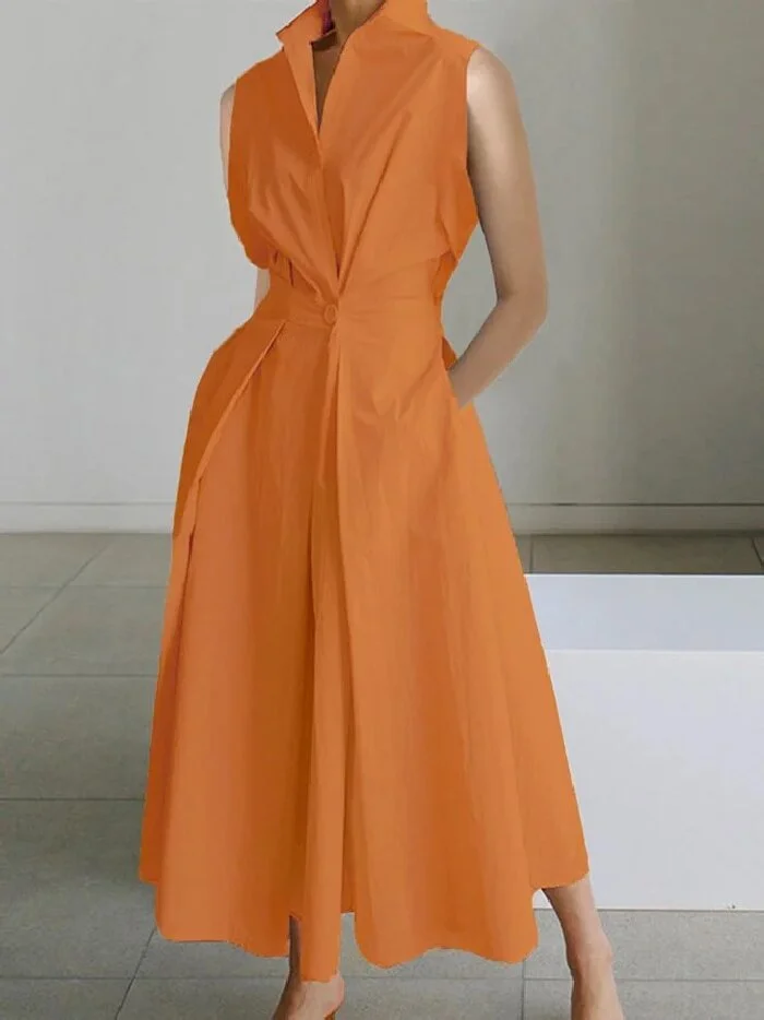 Brownm Summer Commuting Fashion Polka Dot Button Dresses