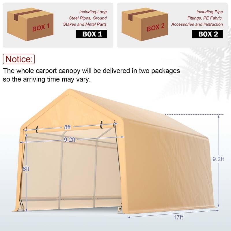 Eletriclife 9 x 17 Feet Heavy Duty Carport Canopy