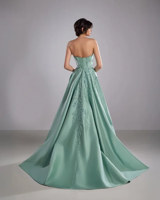 light green prom dresses ZAPAKA Women Dress A-Line V Neck Floor-Length Beaded Tulle Evening Dress with Slit, Light Green / US2 Sweep train Beaded Sage Green Prom Dresses