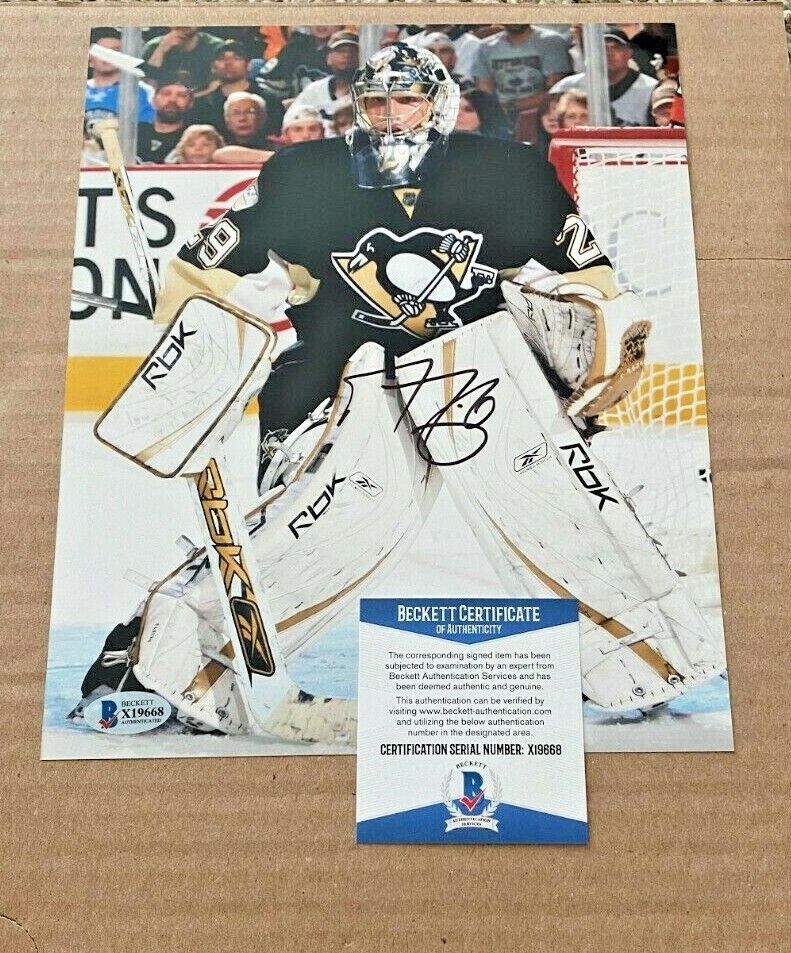 MARC ANDRE FLEURY SIGNED PITTSBURG PENGUINS 8X10 Photo Poster painting BECKETT CERTIFIED #2