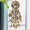 Diamond Painting Wolf Feather Wind Chime Hanging Pendant for Home Window Decor