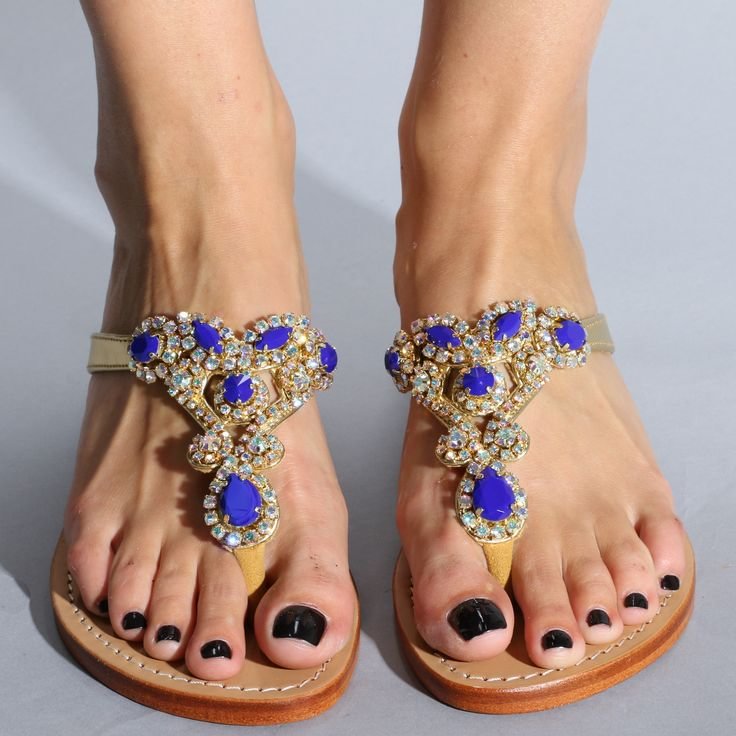 Purple Jeweled Sandals Flat Summer Beach Flip Flops Sandals |FSJ Shoes